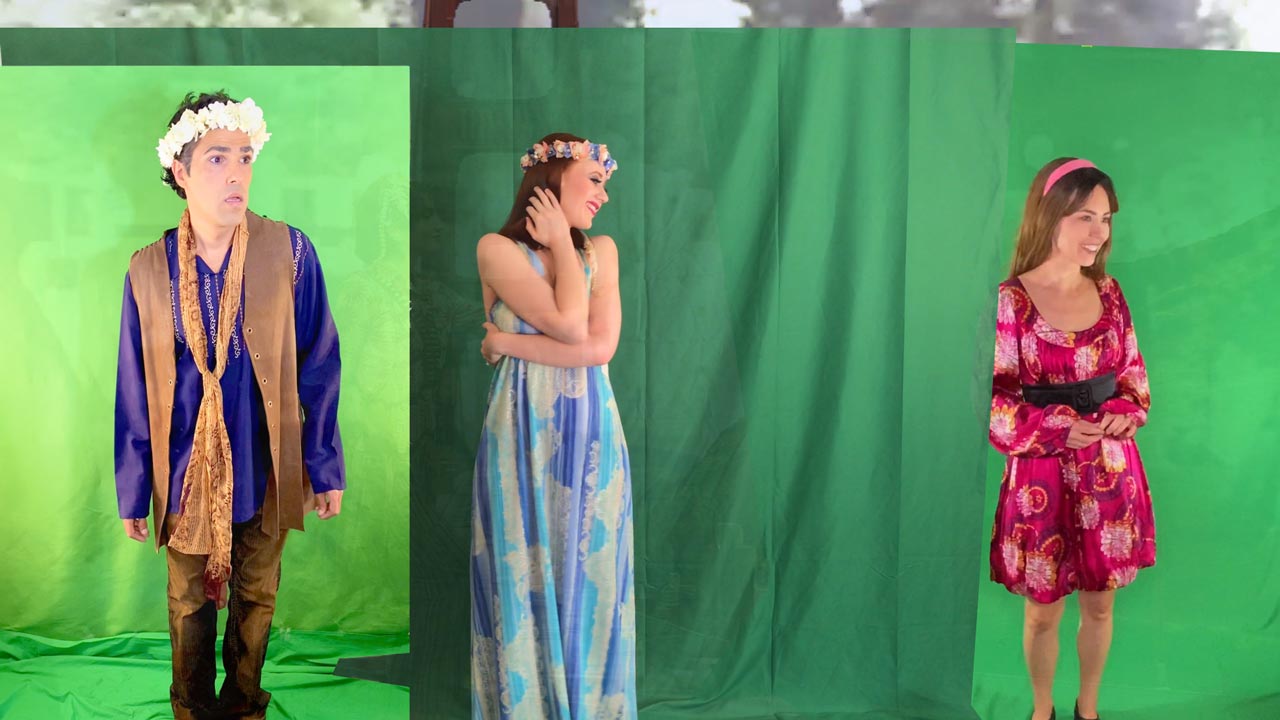 Challenging green screen of theatrical video play filmed during a pandemic.